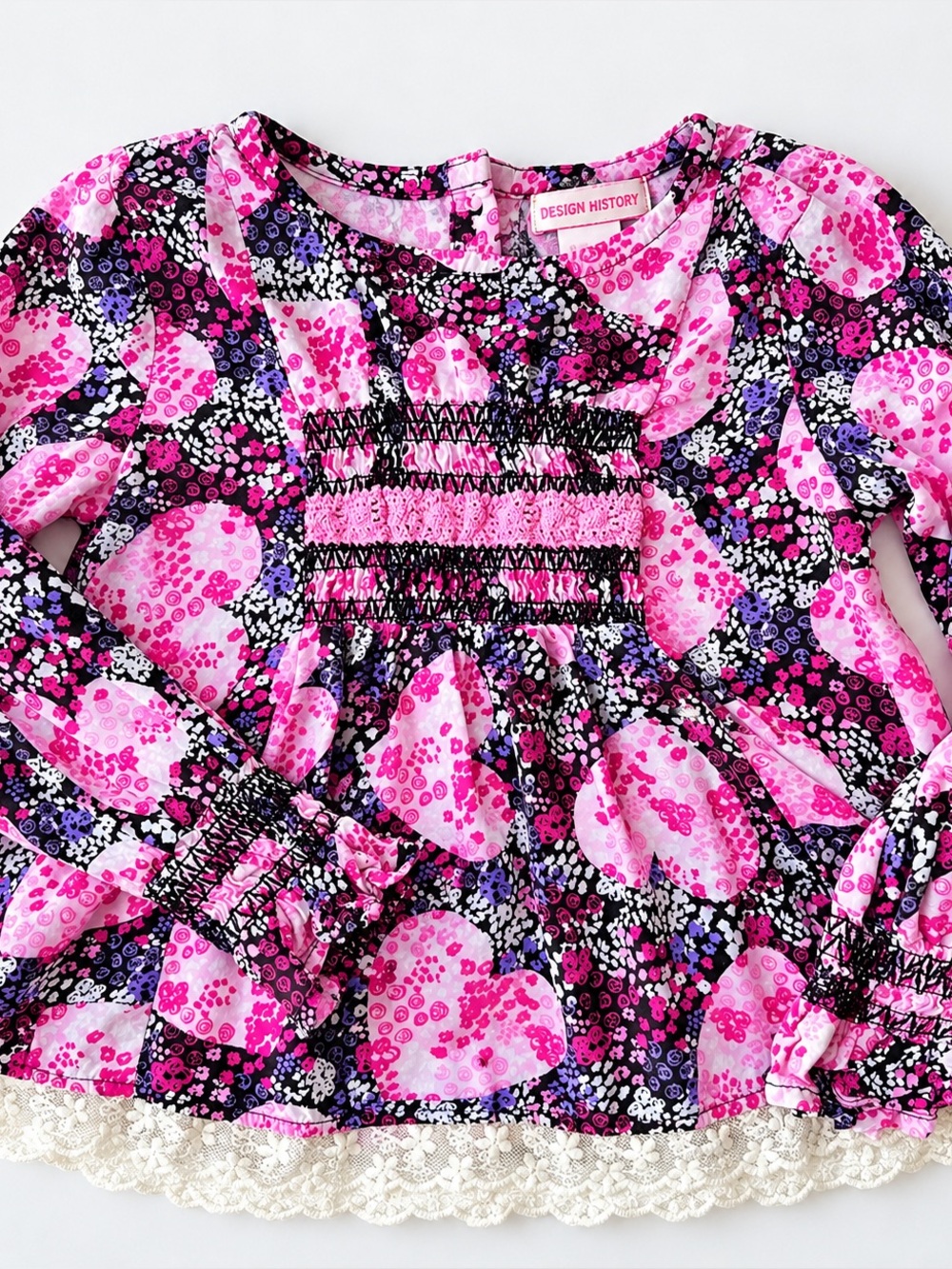 Design History Floral Blouse in Pink & Black Size 3T Like New
